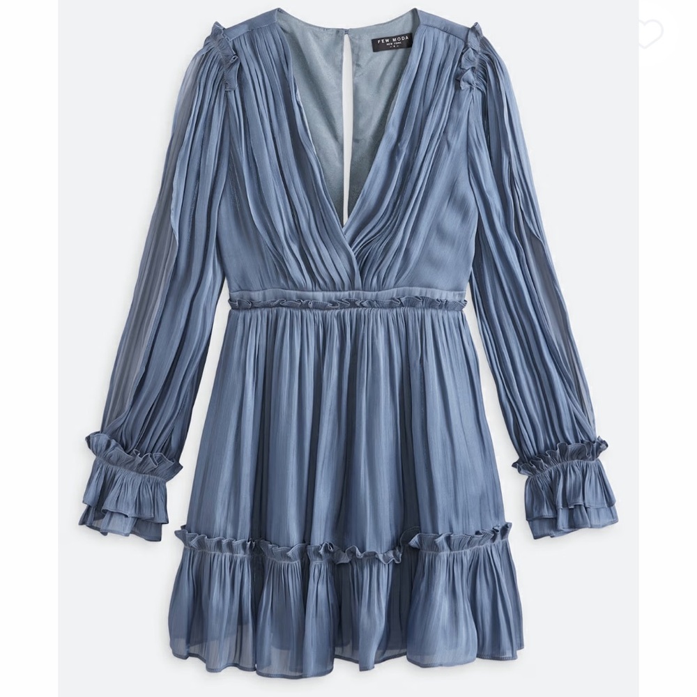 Elegant Long Sleeve Blue Dress